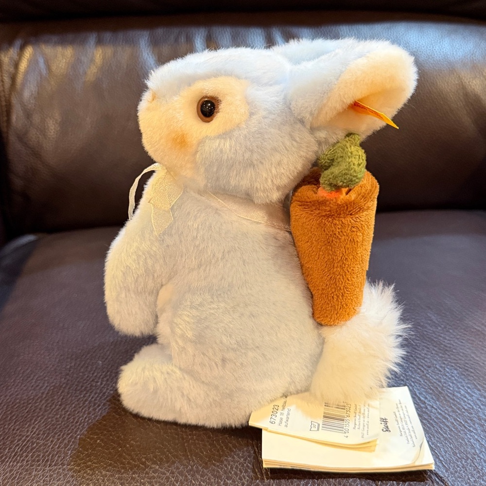 Plush Steiff Germany Blue Bunny with Carrots  Toy NWT